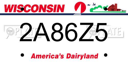 2A86Z5 Wisconsin License Plate