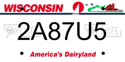 2A87U5 Wisconsin License Plate