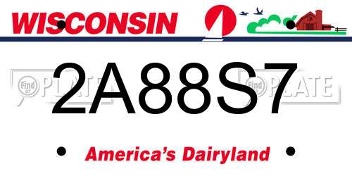 2A88S7 Wisconsin License Plate
