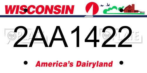 2AA1422 Wisconsin License Plate