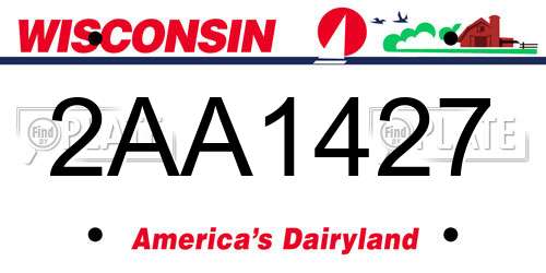 2AA1427 Wisconsin License Plate