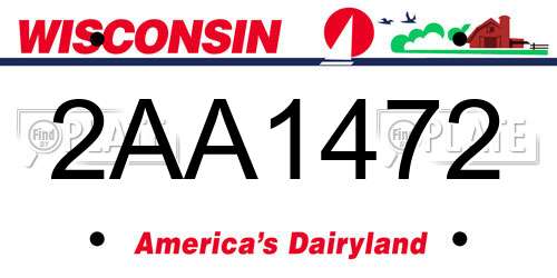 2AA1472 Wisconsin License Plate
