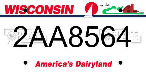 2AA8564 Wisconsin License Plate