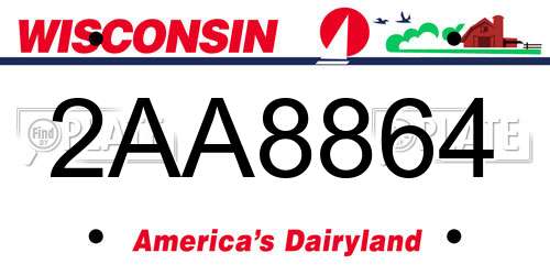2AA8864 Wisconsin License Plate