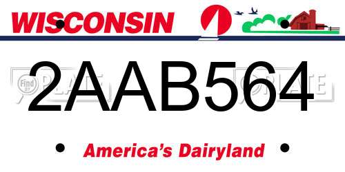2AAB564 Wisconsin License Plate
