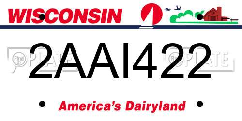 2AAI422 Wisconsin License Plate