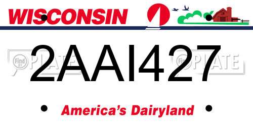 2AAI427 Wisconsin License Plate