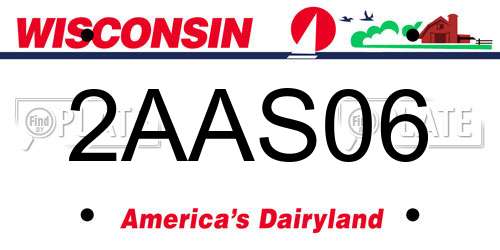 2AAS06 Wisconsin License Plate