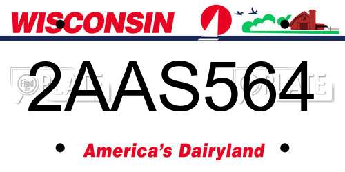 2AAS564 Wisconsin License Plate
