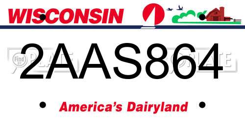 2AAS864 Wisconsin License Plate