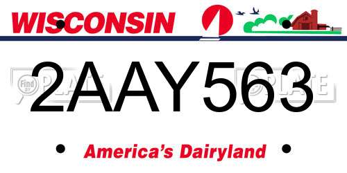 2AAY563 Wisconsin License Plate
