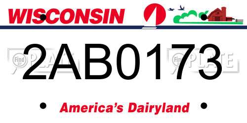 2AB0173 Wisconsin License Plate
