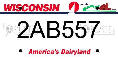 2AB557 Wisconsin License Plate