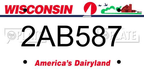 2AB587 Wisconsin License Plate