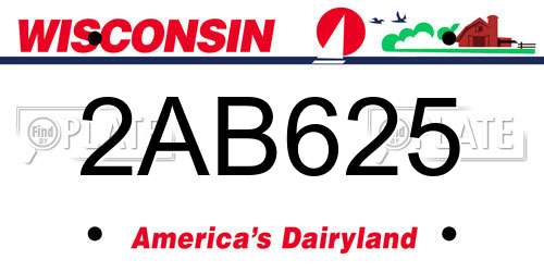 2AB625 Wisconsin License Plate