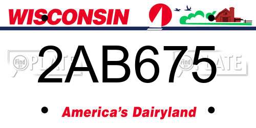 2AB675 Wisconsin License Plate