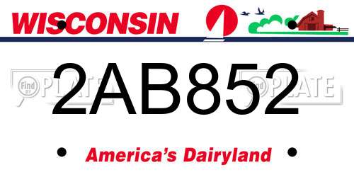 2AB852 Wisconsin License Plate