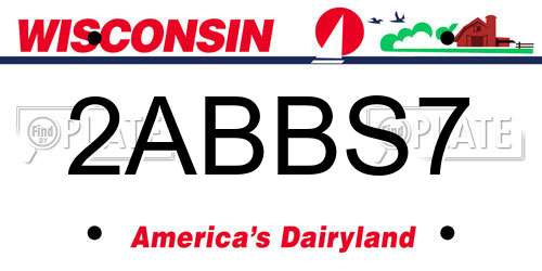 2ABBS7 Wisconsin License Plate