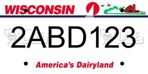 2ABD123 Wisconsin License Plate