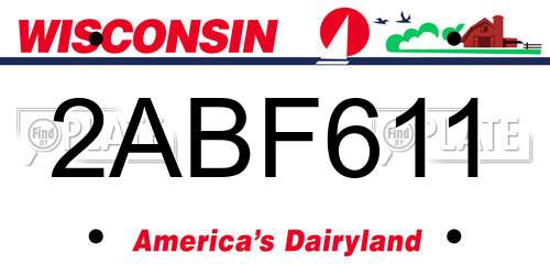 2ABF611 Wisconsin License Plate