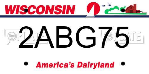 2ABG75 Wisconsin License Plate
