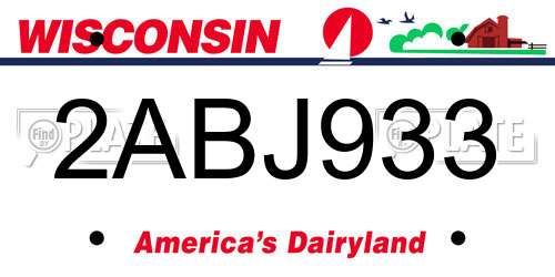 2ABJ933 Wisconsin License Plate