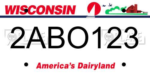 2ABO123 Wisconsin License Plate