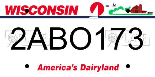 2ABO173 Wisconsin License Plate