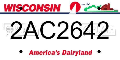 2AC2642 Wisconsin License Plate