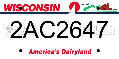 2AC2647 Wisconsin License Plate