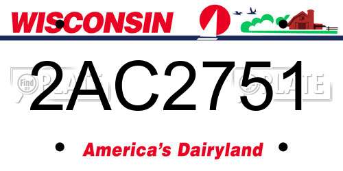 2AC2751 Wisconsin License Plate