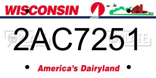 2AC7251 Wisconsin License Plate