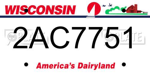 2AC7751 Wisconsin License Plate