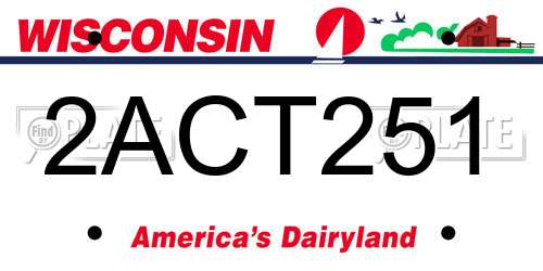 2ACT251 Wisconsin License Plate