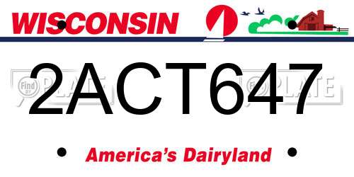 2ACT647 Wisconsin License Plate