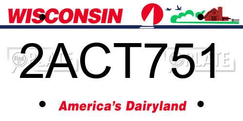 2ACT751 Wisconsin License Plate