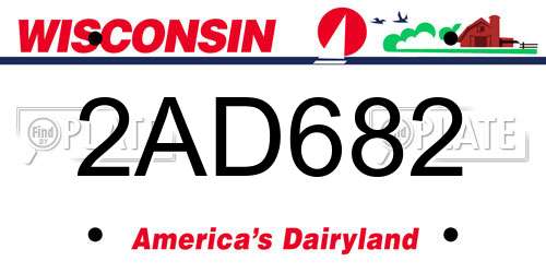 2AD682 Wisconsin License Plate
