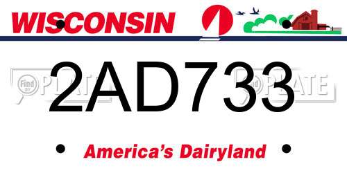 2AD733 Wisconsin License Plate
