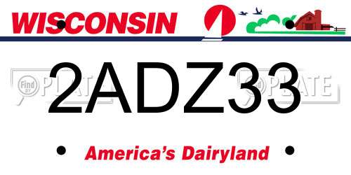 2ADZ33 Wisconsin License Plate