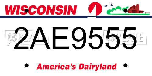 2AE9555 Wisconsin License Plate