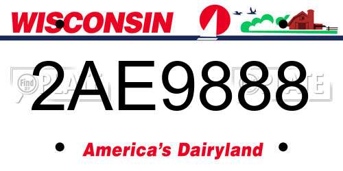 2AE9888 Wisconsin License Plate