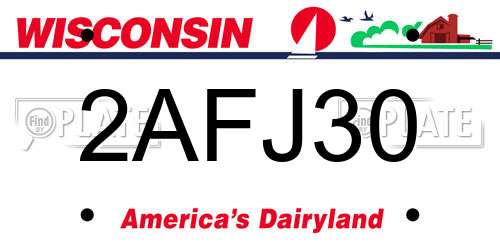 2AFJ30 Wisconsin License Plate