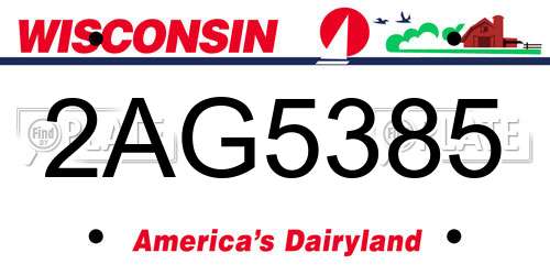 2AG5385 Wisconsin License Plate