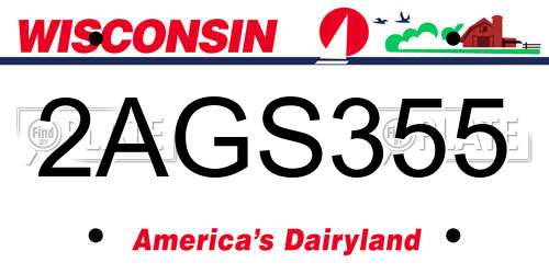 2AGS355 Wisconsin License Plate