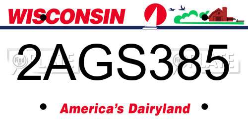 2AGS385 Wisconsin License Plate