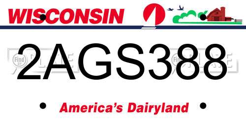 2AGS388 Wisconsin License Plate