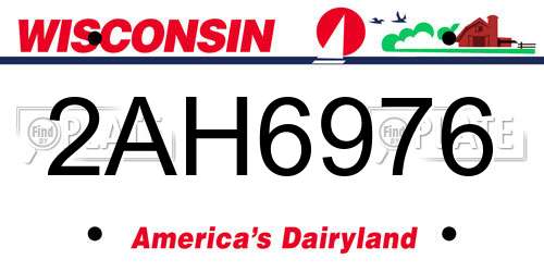 2AH6976 Wisconsin License Plate