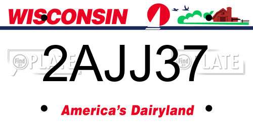 2AJJ37 Wisconsin License Plate