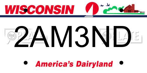 2AM3ND Wisconsin License Plate