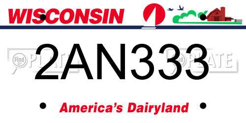 2AN333 Wisconsin License Plate
